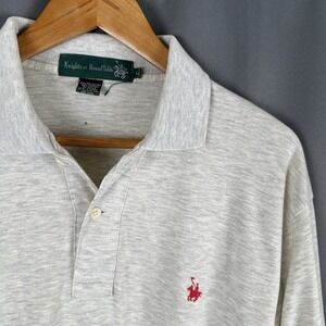 Knights of Round Table Polo Shirt Men's‎ Large Beige Cotton Polyester